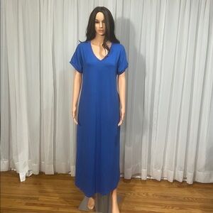 V-Neck Blue Maxi Dress